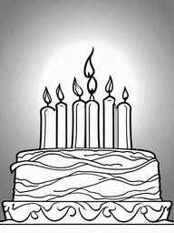 Birthday Candles Glowing Coloring Pages - Candles Burning Brightly on a Cake  minimal black outline printable sheet, coloring page