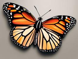 3d monarch butterfly tattoo  simple color tattoo,white background,minimal