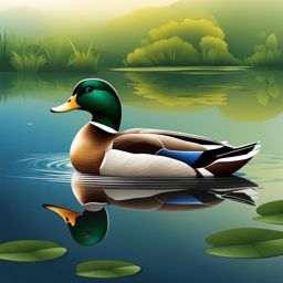 duck clipart transparent background on a calm pond - gliding gracefully. 