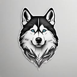 small husky tattoo  simple color tattoo,minimal,white background