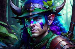 firbolg ranger with a deep connection to the forest, using magic to protect and heal. 