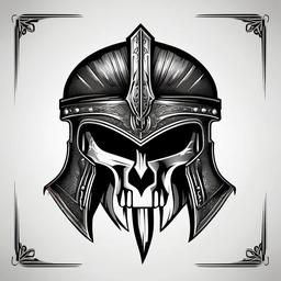 spartan helmet with skull tattoo  simple vector color tattoo