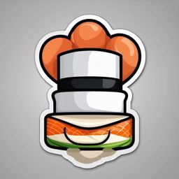 Sushi Roll and Chef's Hat Emoji Sticker - Culinary expertise, , sticker vector art, minimalist design