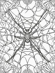 Bug Coloring Pages - Spider spinning a delicate web  simple coloring pages