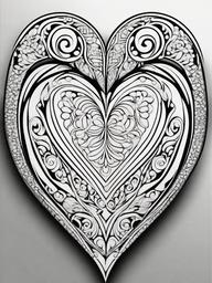 Heart with Swirls Coloring Pages - Decorative Hearts with Swirling Patterns  minimal black outline printable sheet, coloring page