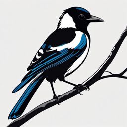 Magpie Clipart - Magpie collecting shiny trinkets for its nest , minimal, 2d