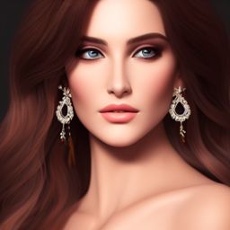 A pretty woman, delicate features directed gaze, Earrings,concept art, digital painting, illustration, 8k, studio lighting
