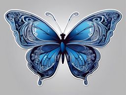 Blue Butterfly Sticker - A delicate blue butterfly with intricate patterns. ,vector color sticker art,minimal