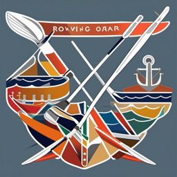 Rowing Oar Sticker - Nautical propulsion, ,vector color sticker art,minimal