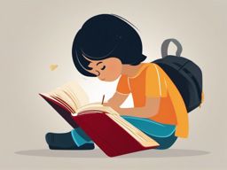 Reading book clipart, A child engrossed in a captivating story.  simple, 2d flat