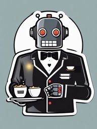 Robot Butler sticker- Robo-Serving Laughs, , sticker vector art, minimalist design