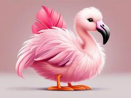 Flamingo Chick Cartoon - Cartoon of flamingo chick with fluffy feathers  