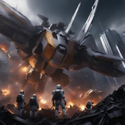 shinji ikari pilots an eva unit against colossal angels amidst the wreckage of tokyo-3. 