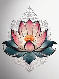 Japanese Lotus Flower Tattoo - Japanese style lotus flower tattoo.  simple color tattoo,white background,minimal