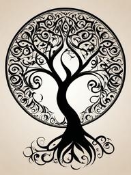 tribal tattoo tree  simple vector color tattoo