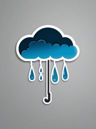 Rain Cloud Sticker - Cloud with rain for rainy days, ,vector color sticker art,minimal