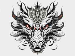 Tribal Dragon Head - Tribal-inspired design featuring the head of a dragon.  simple color tattoo,minimalist,white background