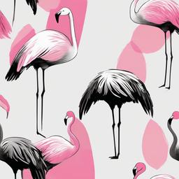 drawing of a flamingo with vibrant pink feathers  minimal rough sketch scribbles,doodles,black and white