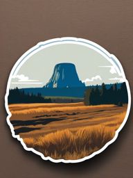 Devils Tower sticker- Iconic volcanic rock formation in Wyoming, , sticker vector art, minimalist design