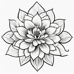 Japanese Flower Tattoo Stencil - Stencil-style Japanese flower tattoo.  simple color tattoo,white background,minimal