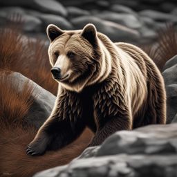 grizzly bear in alaska, 3D effect, engraved on ground, trending on artstation, sharp focus, studio photo, intricate details, highly detailed, byi LIEFELD, ROB