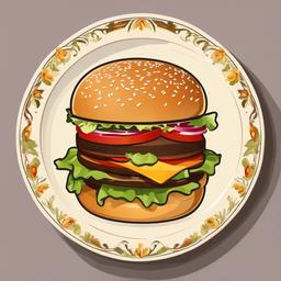 Burger clipart - burger on a fancy plate  