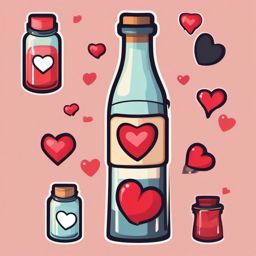 Love Confession in a Bottle Emoji Sticker - Messages of love in a bottle, , sticker vector art, minimalist design