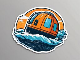 Space Capsule Splashdown Sticker - Capsule splashing down in the ocean, ,vector color sticker art,minimal