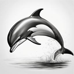 drawing of a dolphin performing tricks  minimal rough sketch scribbles,doodles,black and white