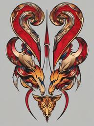 aries and gemini tattoo  simple vector color tattoo