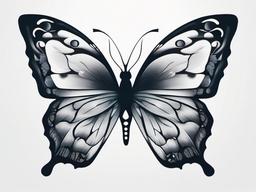 butterfly lung tattoo  simple color tattoo, minimal, white background