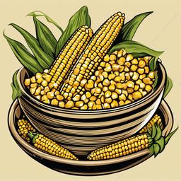 Corn clipart - corn kernels in a bowl  vector clipart