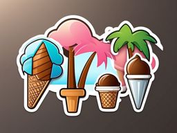 Palm Tree and Ice Cream Cone Emoji Sticker - Ice cream under the palm trees, , sticker vector art, minimalist design