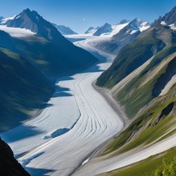 exotic aletsch glacier views - paint the exotic views of the aletsch glacier, the largest glacier in the alps, with its crevasses and ice formations. 