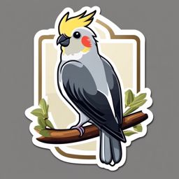 Cockatiel Sticker - A cute cockatiel with a distinctive crest, ,vector color sticker art,minimal