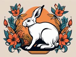 traditional rabbit tattoo  minimalist color tattoo, vector