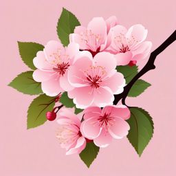 Sakura flower clipart, A delicate pink cherry blossom in full bloom.  simple, 2d flat