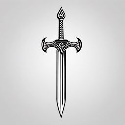 Sword of Destiny - Wield the sword of fate in a tattoo symbolizing strength and purpose.  outline color tattoo,minimal,white background