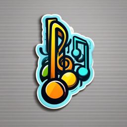 Music Note Sticker - Harmonic melody, ,vector color sticker art,minimal