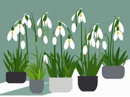 February clipart - snowdrops blooming in early spring  color,minimalist,vector clipart