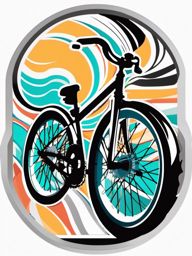 Bicycle Wheel Sticker - Pedaling joy, ,vector color sticker art,minimal