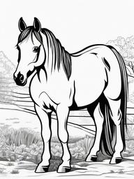 Miniature Horse Coloring Pages - Adorable Small Horse with a Big Personality  minimal black outline printable sheet, coloring page