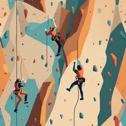 Rock Climbing Wall Clipart - Climbers scaling a rock climbing wall.  color vector clipart, minimal style