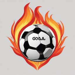 Soccer clipart - soccer ball with the word goal written in flames  color,minimalist,vector clipart