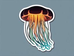 Jellyfish Glow Sticker - A glowing jellyfish illuminating the depths of the ocean. ,vector color sticker art,minimal