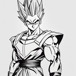 drawing of Gohan anime  minimal rough sketch scribbles,doodles,black and white