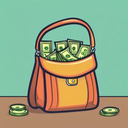 Bag of Money Clipart - Bag of money for financial success,  color vector clipart, minimal style