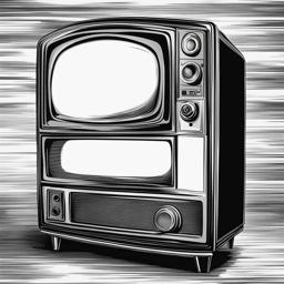 tv clipart black and white 