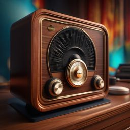 Classic Radio - A classic radio with an analog dial and a wooden cabinet hyperrealistic, intricately detailed, color depth,splash art, concept art, mid shot, sharp focus, dramatic, 2/3 face angle, side light, colorful background