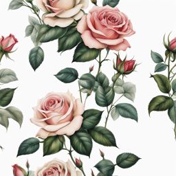 Rose and stem tattoo, Tattoos featuring both roses and their delicate stems.  color, tattoo patterns, white clean background